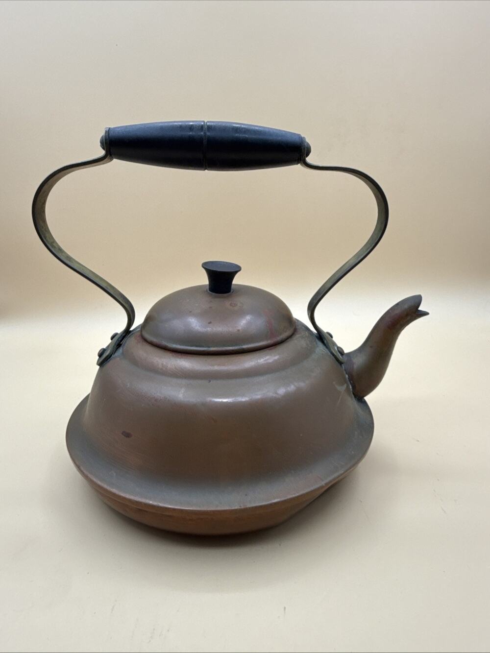 Vintage Douro B&M Solid Copper Tea Kettle with Wood Handle & Finial Portugal